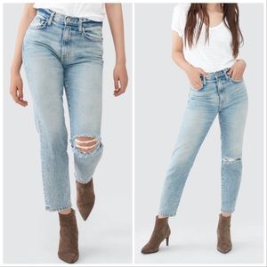 NWT Current / Elliott The Fling Light Wash Ankle Jean Distressed 100% Cotton XS